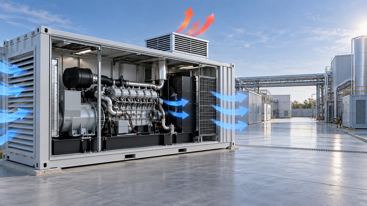 How to plan ventilation for a 300 kW containerized gas generator set كيفية تخطيط التهوية لمجموعة مولدات غازية مُحَوْياة بقدرة 300 kW