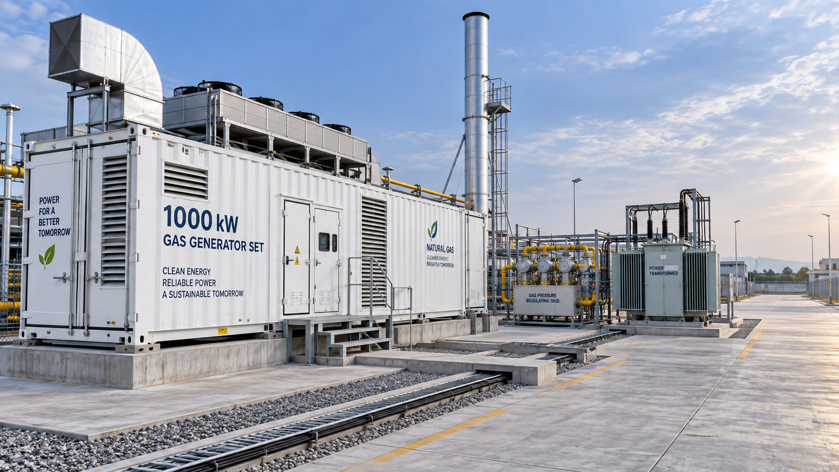 ما مساحة الموقع التي تتطلبها مجموعة توليد غازية مُحواة بقدرة 1000 kW؟