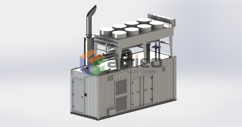 مجموعة مولدات غازية معبأة في حاوية بقدرة 1200kW