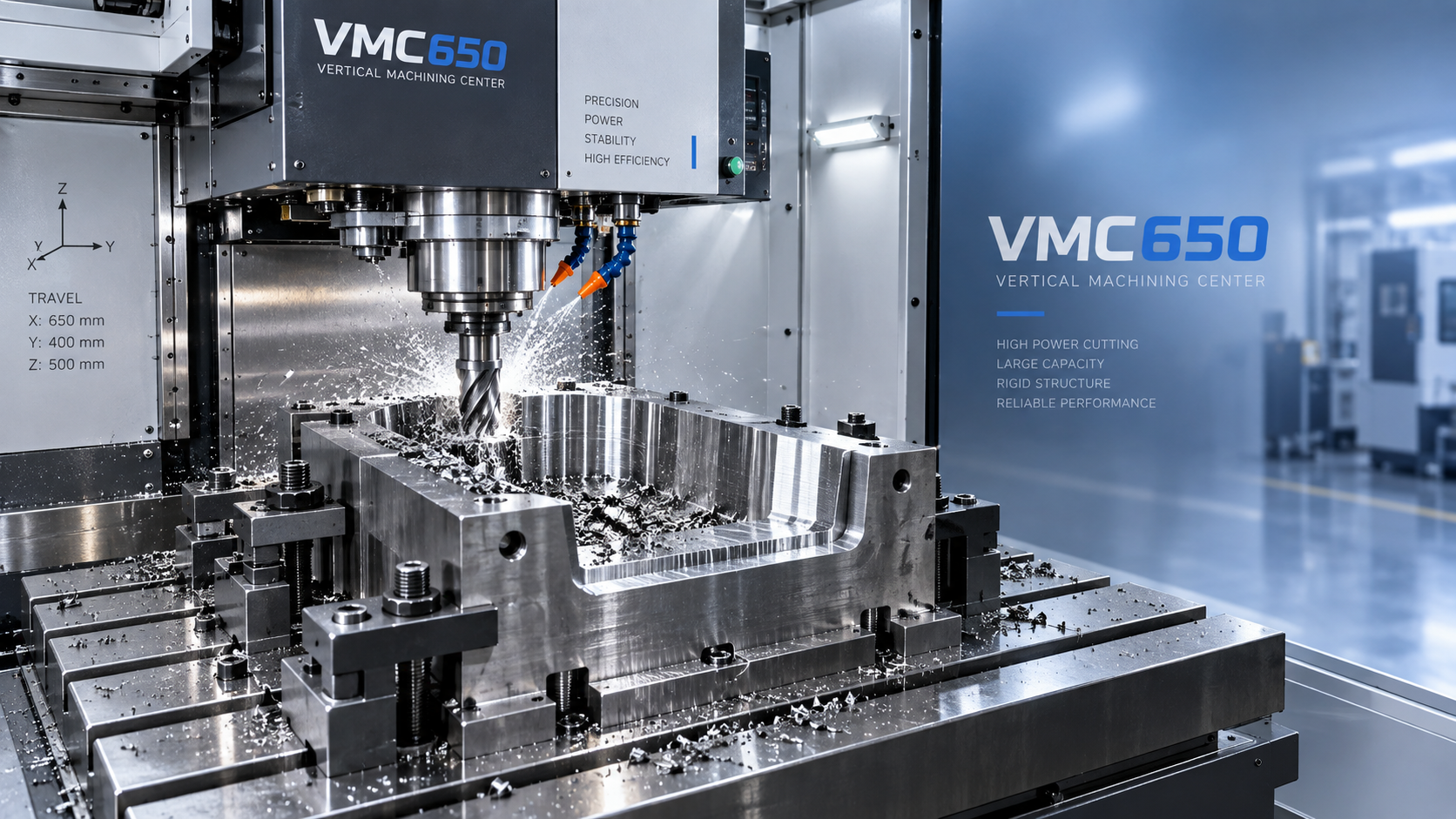 كيف يؤثر مشوار الحركة وحمل الطاولة وقدرة المغزل في VMC650 على قدرة تشغيل القطع