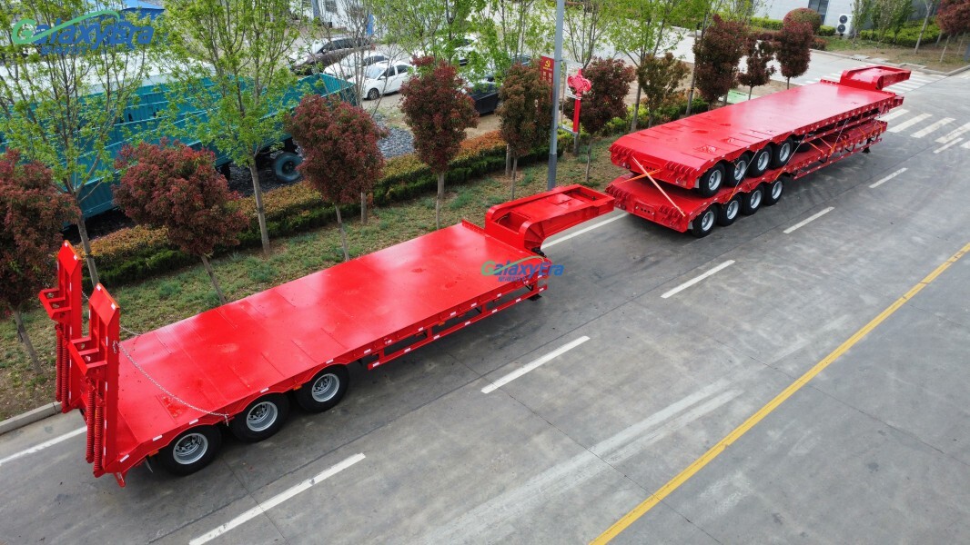 4 محور 100 طن منخفض السرير شبه مقطورة