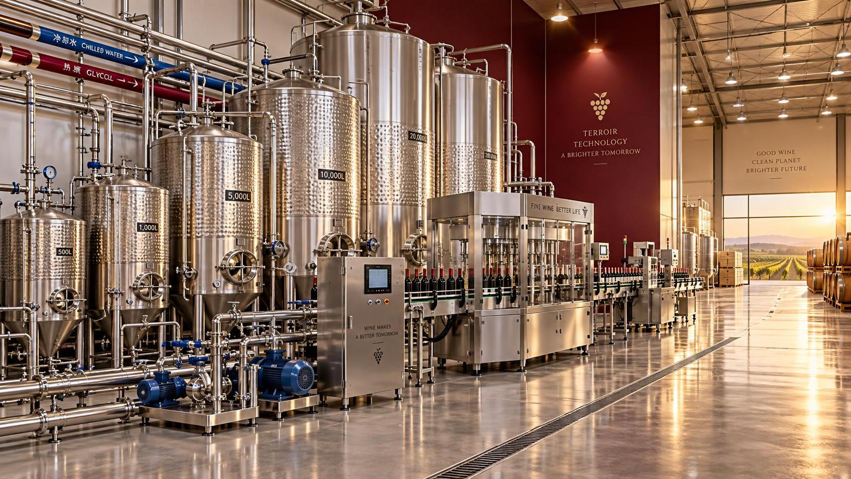 How much does a complete wine production line cost as capacity increases?