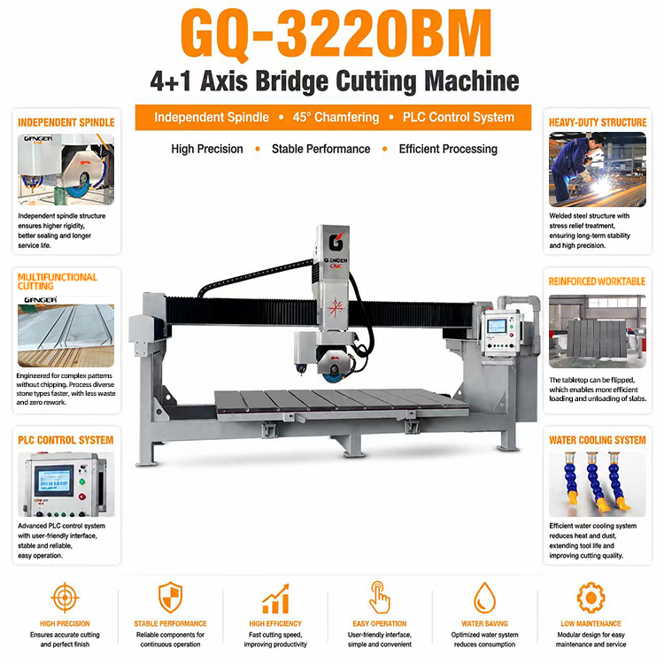 آلة قطع جسرية رباعية المحاور GQ-3220BM (4+1)