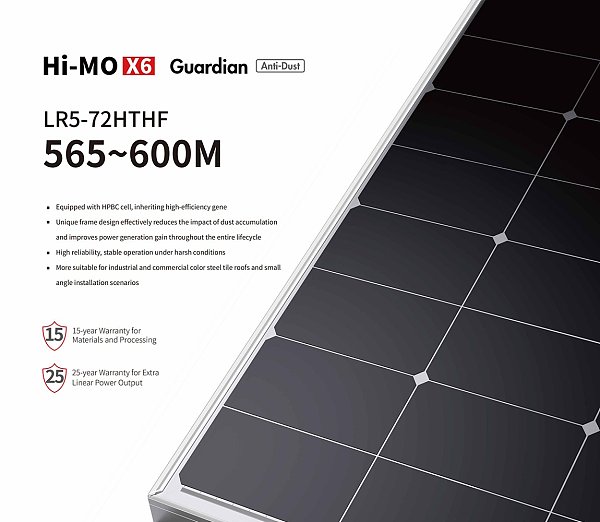 Hi-MO X6 Guardian LR5-72HTHF 565 570 575 580 585 590 595 600M