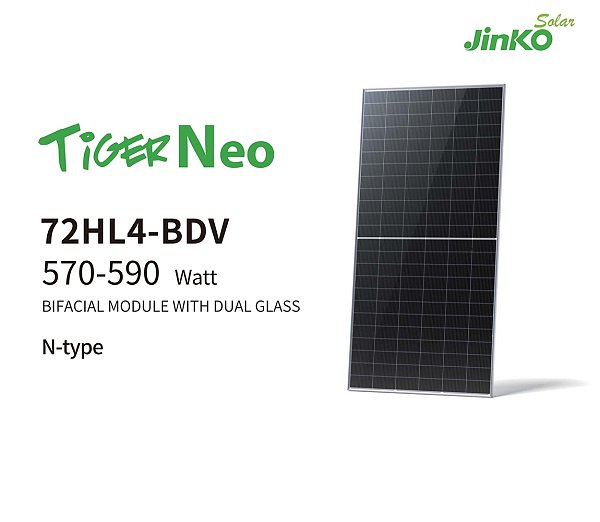 570-590w n-type 72 half cell bifacial module with dual glass