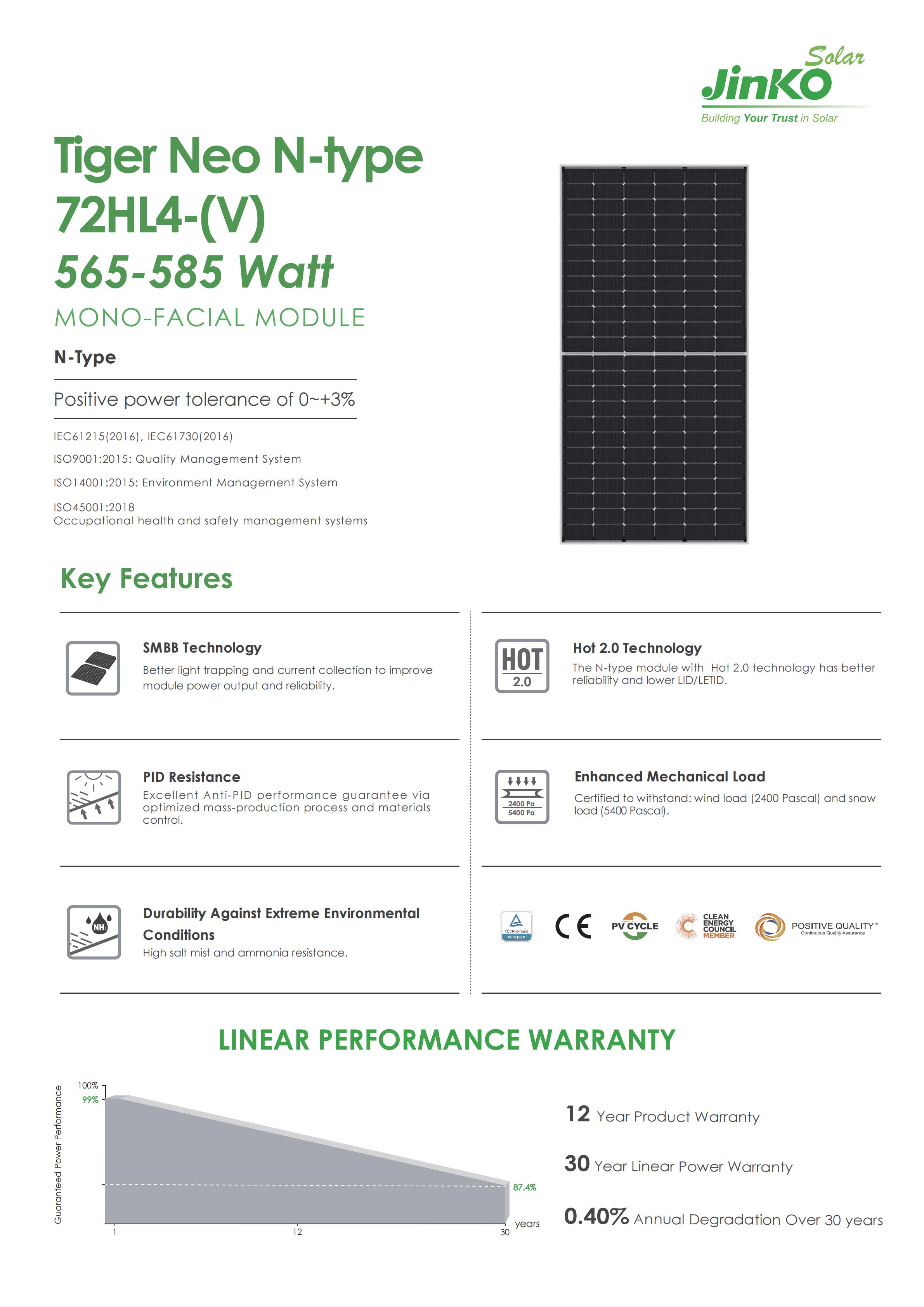 580w N-Type 72 Half Cell Monofacial Module_01