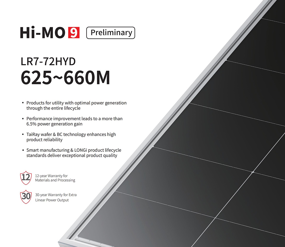 Hi-MO 9 Preliminary LR7-72HYD 625 630 635 640 645 650 655 660M