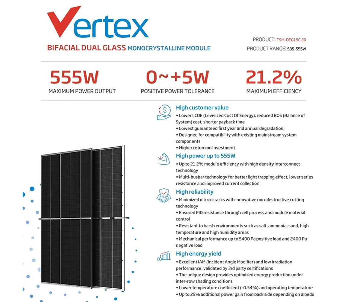 Trina Solar 535-555W Bifacial Dual Glass Monocrystalline Module