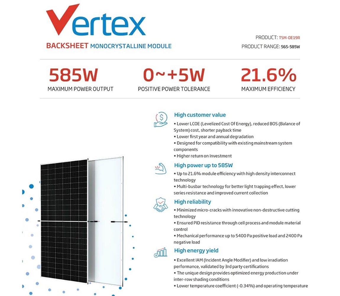 Trina Solar 565-585W Backsheet Monocrystalline Module