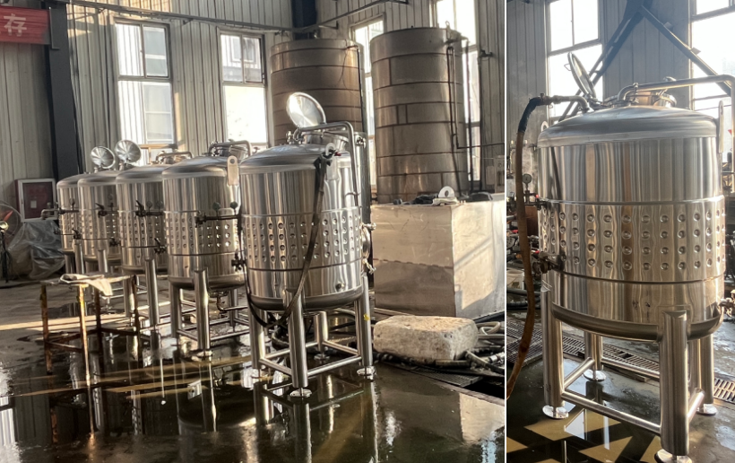 يتم اختبار عدة خزانات من الفولاذ المقاوم للصدأ تحت الماء واختبار الضغط