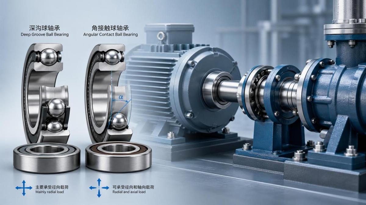 Deep Groove Ball Bearing vs Angular Contact Bearing مقارنة بين المحمل الكروي ذي الأخدود العميق ومحمل التلامس الزاوي