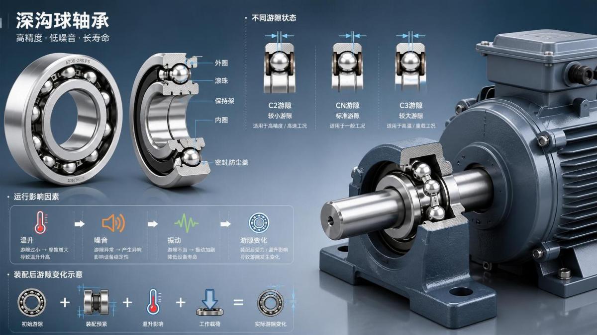 Deep Groove Ball Bearing Clearance Explained شرح خلوص المحمل الكروي ذو الأخدود العميق