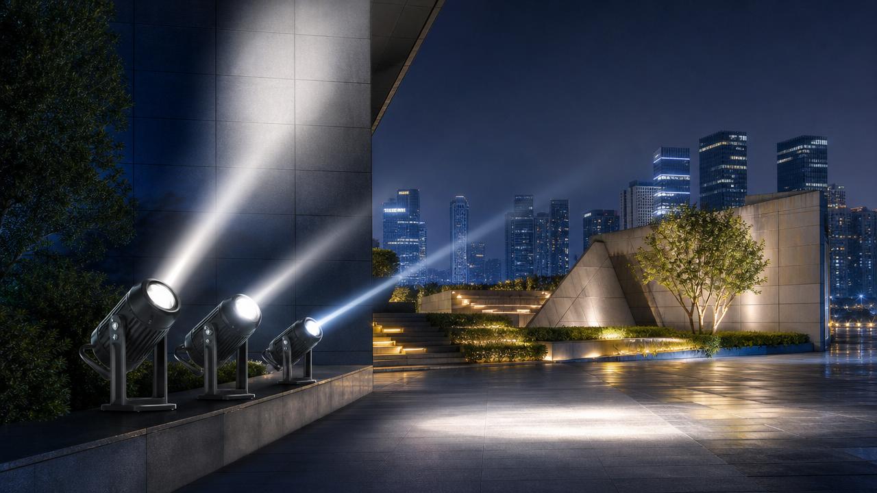 دليل شراء جهاز عرض شعاع LED: زاوية الشعاع, القدرة, تصنيف IP, وخيارات التحكم