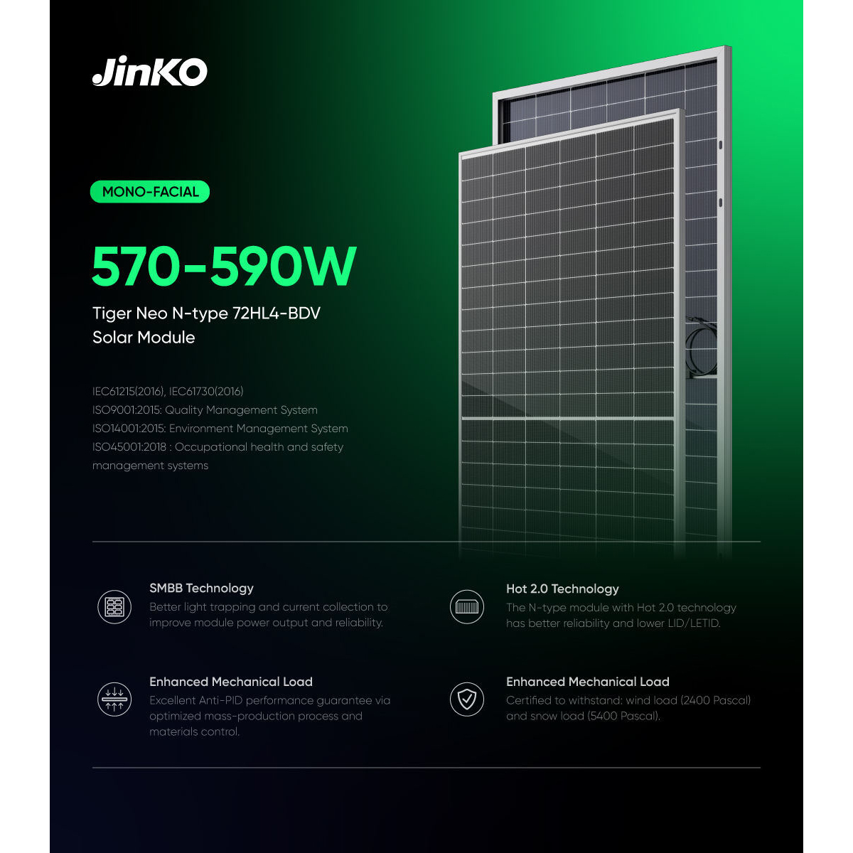Jinko 570-590W TIGER NEO N-TYPE 72HL4-BDV